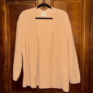 Urban Outfitters Oversized Fringe Trim Front Cardigan size Small, Tan in color.